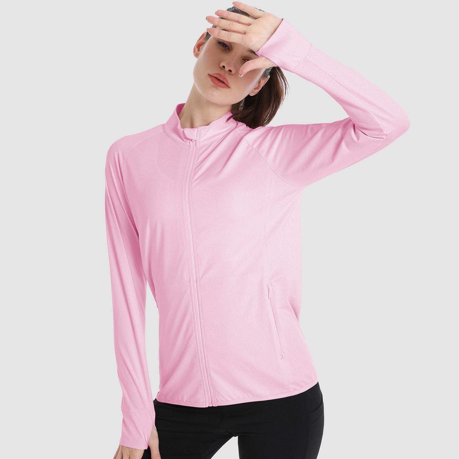 Light Pink Women's UPF 50+ Sun Protection Tennis Jacket Long Sleeve - MAGCOMSEN #Color_Light Pink