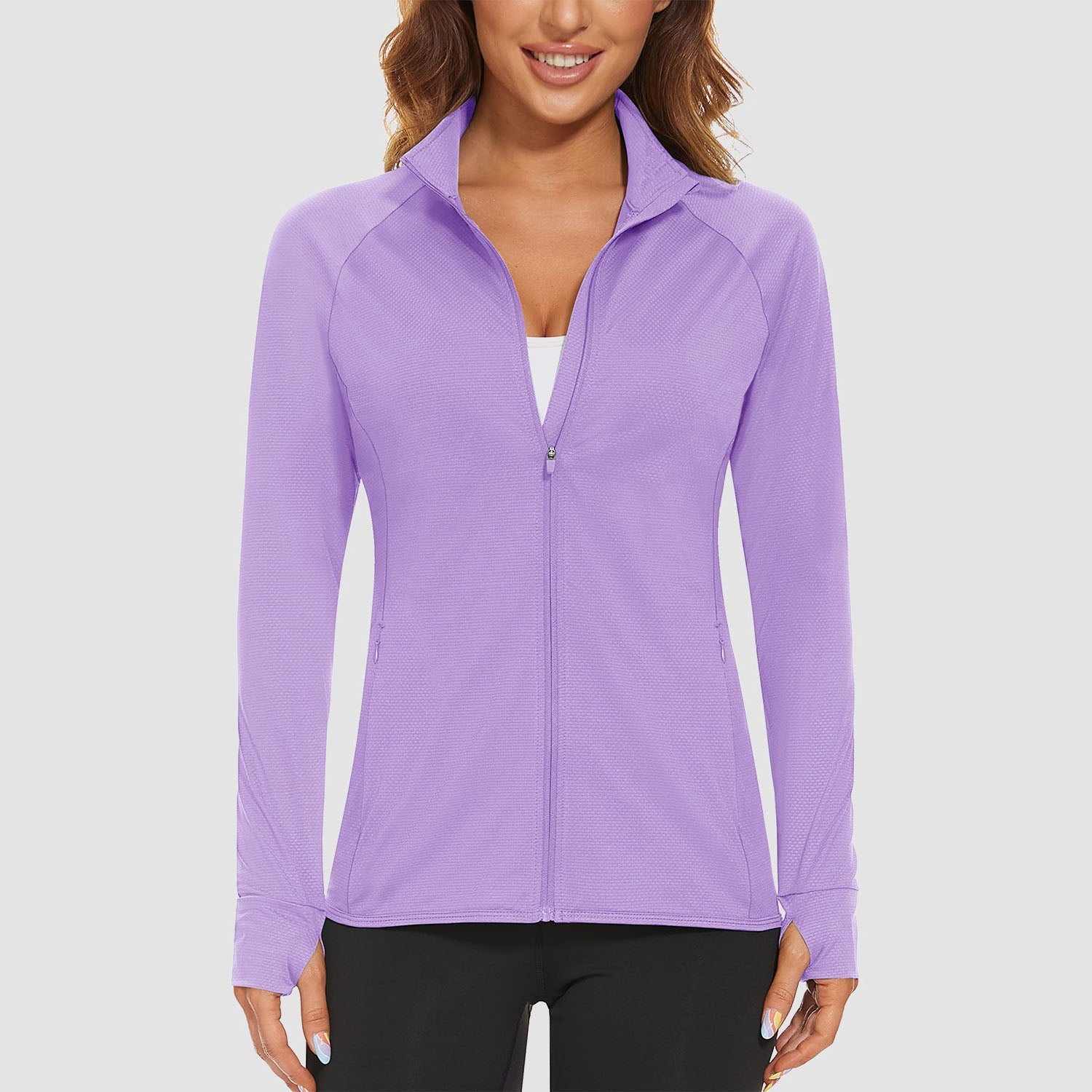 Light Purple Women's UPF 50+ Sun Protection Tennis Jacket Long Sleeve - MAGCOMSEN #Color_Light Purple