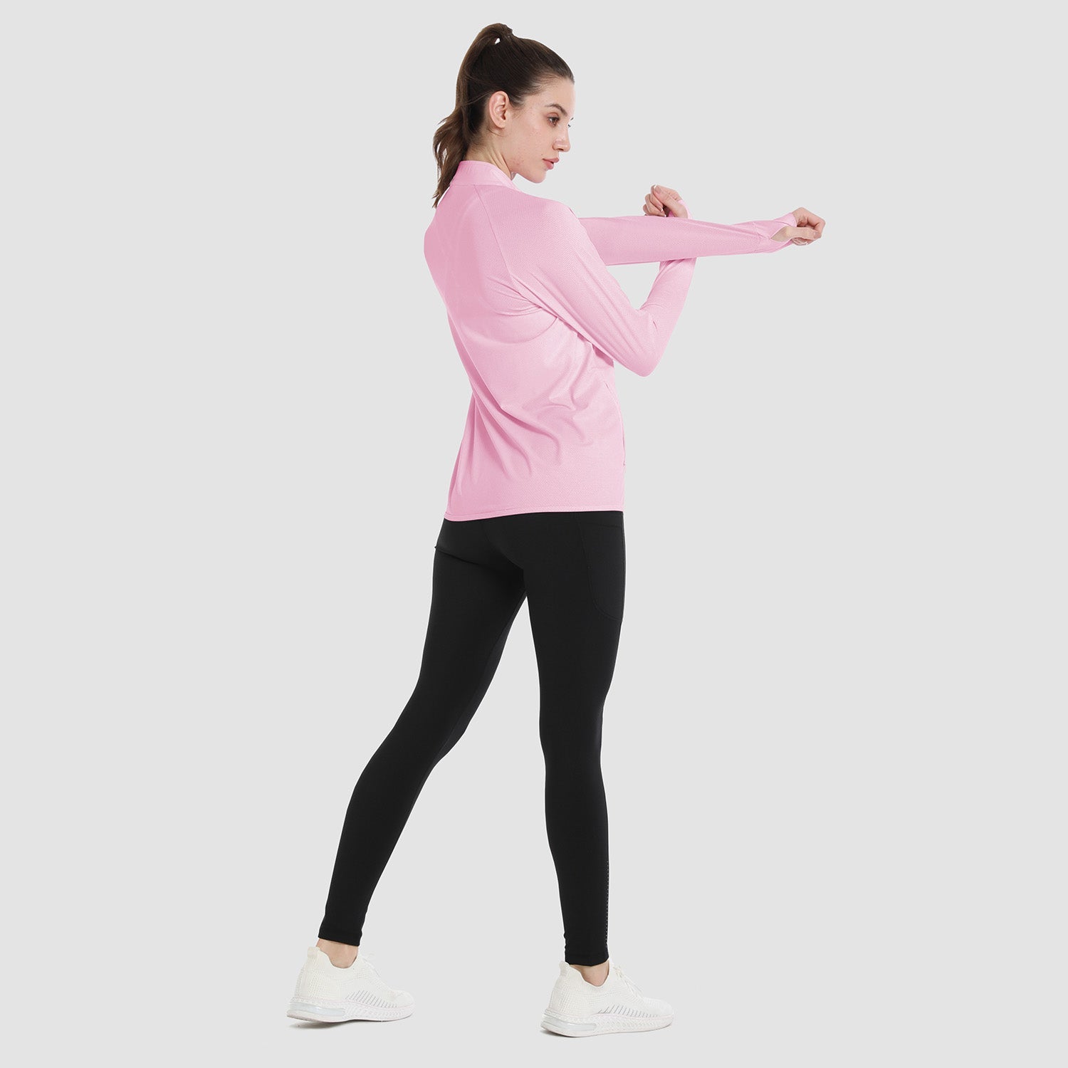 Light Pink Women's UPF 50+ Sun Protection Tennis Jacket Long Sleeve - MAGCOMSEN