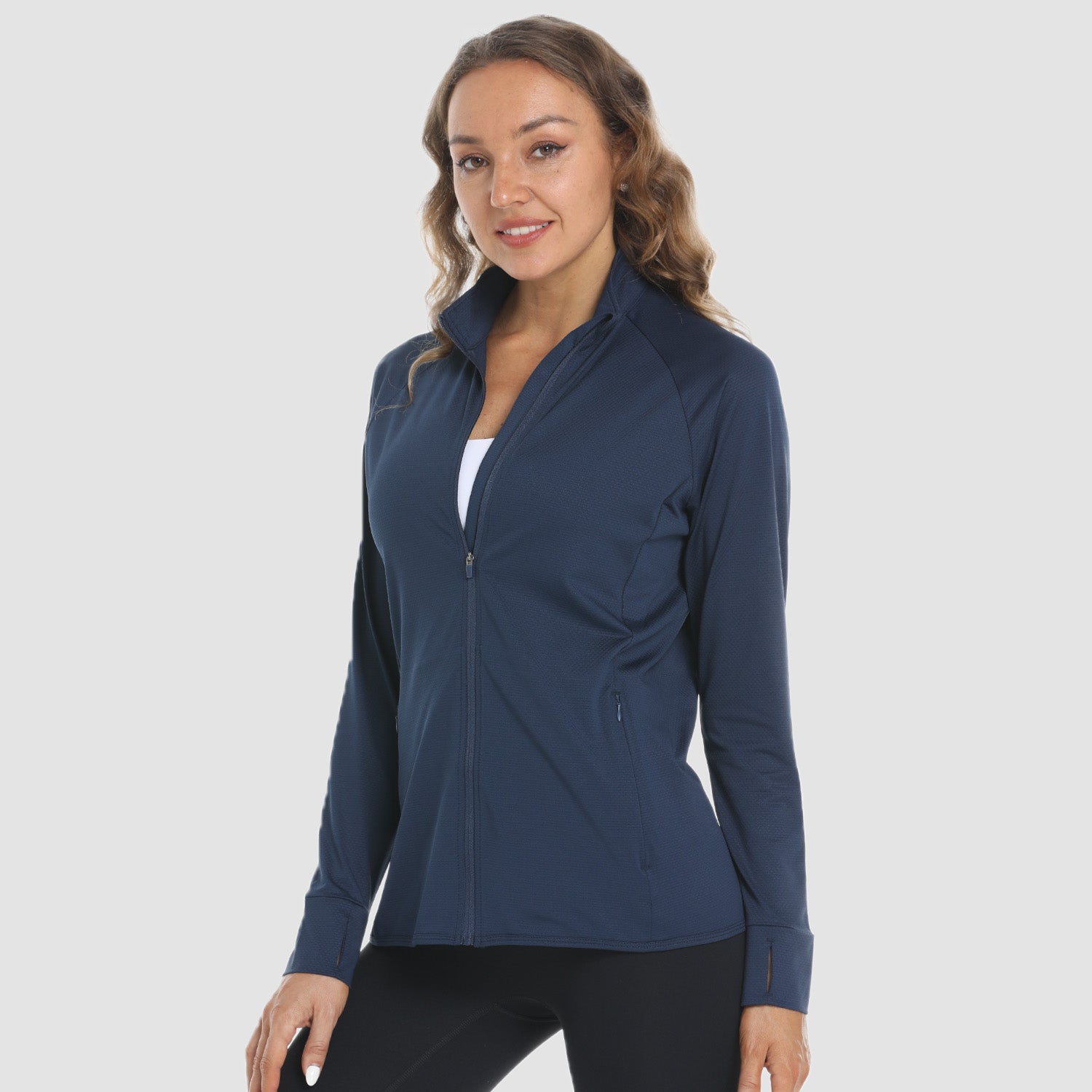 Navy Women's UPF 50+ Sun Protection Tennis Jacket Long Sleeve - MAGCOMSEN #Color_Navy