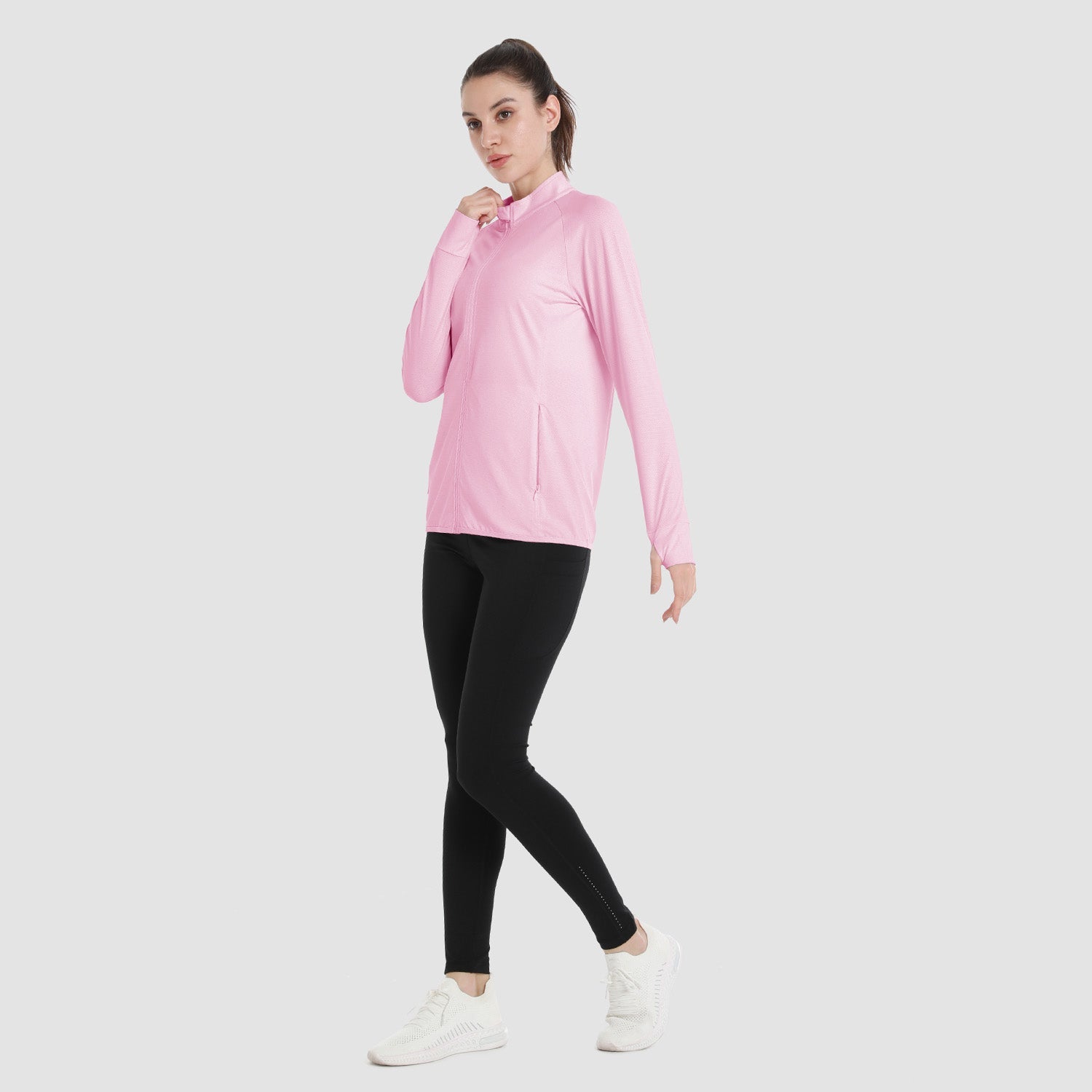 Light Pink Women's UPF 50+ Sun Protection Tennis Jacket Long Sleeve - MAGCOMSEN #Color_Light Pink
