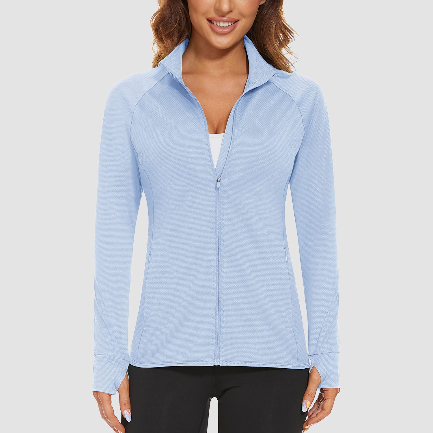 Pale Blue Women's UPF 50+ Sun Protection Tennis Jacket Long Sleeve - MAGCOMSEN